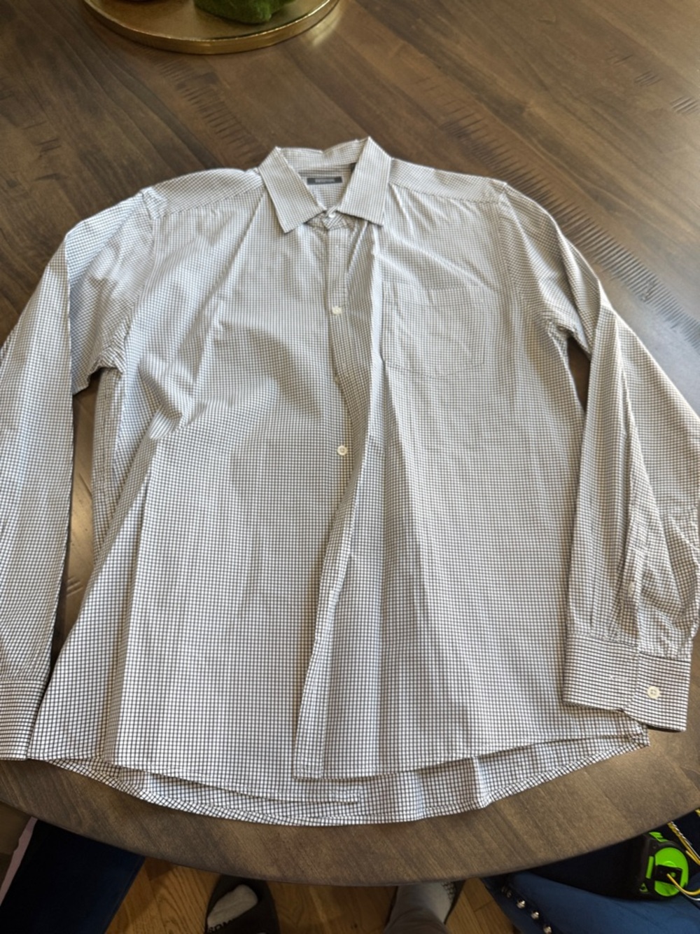 Kenneth Cole Reaction Black and White Small Check Dress Shirt